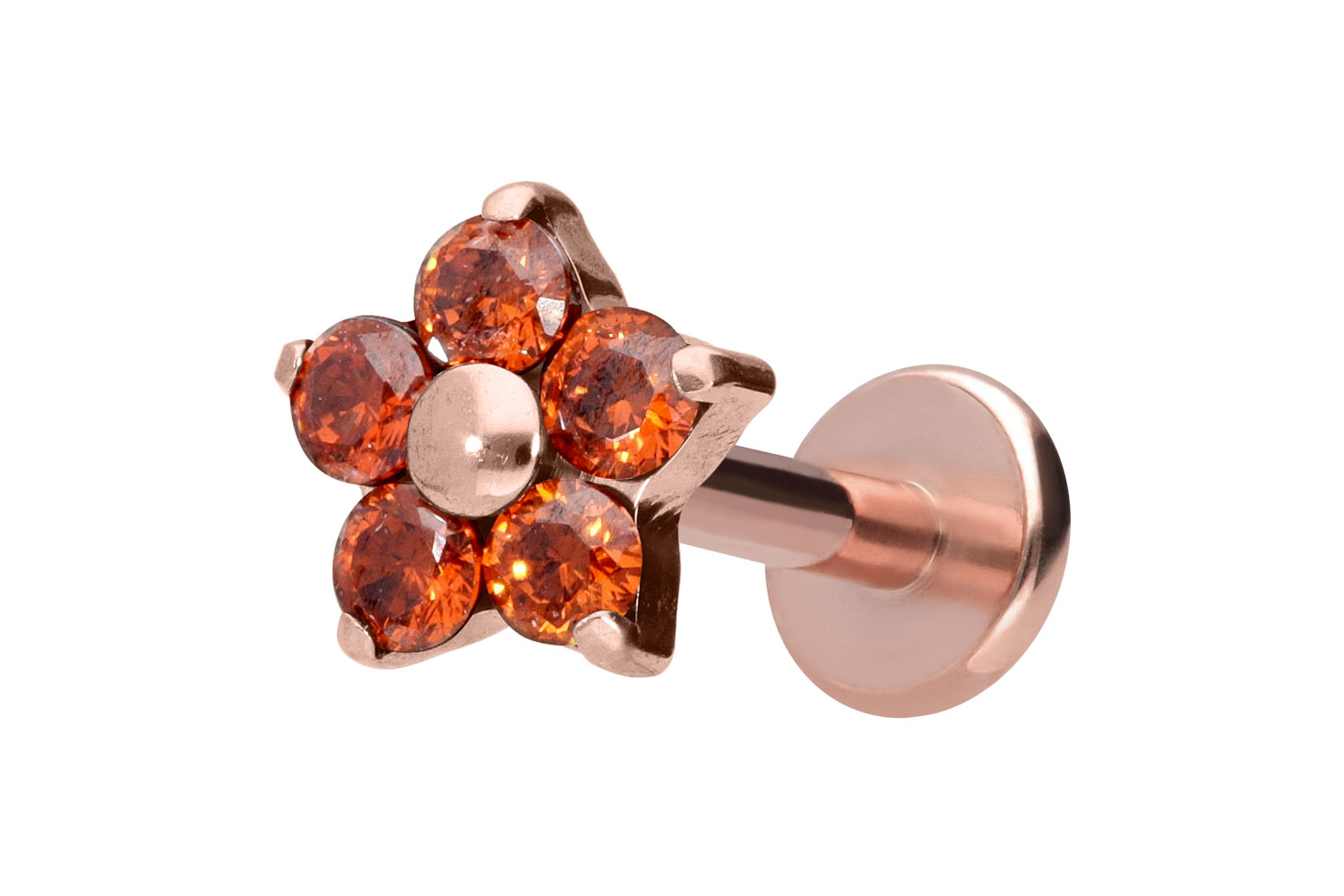 Titan Labret Piercing mit Innengewinde KRISTALLBLUME